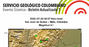 Fuerte sismo de magnitud superior a 4 sacude al departamento del Meta este domingo Fuerte sismo de magnitud superior a 4 sacude al departamento del Meta este domingo