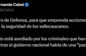 María Fernanda Cabal insta al ministro de Defensa a tomar más acciones para garantizar la seguridad en el Valle del Cauca María Fernanda Cabal insta al ministro de Defensa a tomar más acciones para garantizar la seguridad en el Valle del Cauca