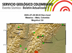 Se reporta nuevo sismo hoy en Meta, Colombia Se reporta nuevo sismo hoy en Meta, Colombia