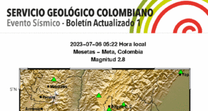 Se reporta nuevo sismo hoy en Meta, Colombia Se reporta nuevo sismo hoy en Meta, Colombia