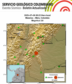 Se reporta nuevo sismo hoy en Meta, Colombia Se reporta nuevo sismo hoy en Meta, Colombia