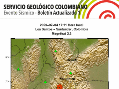 Temblor registrado el 4 de julio en Colombia Temblor registrado el 4 de julio en Colombia