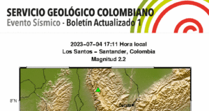 Temblor registrado el 4 de julio en Colombia Temblor registrado el 4 de julio en Colombia