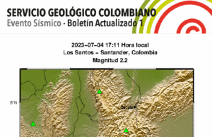 Temblor registrado el 4 de julio en Colombia Temblor registrado el 4 de julio en Colombia
