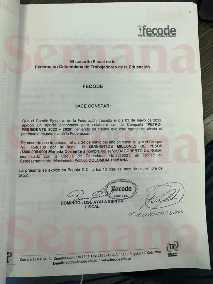 Fecode en el Ojo del Huracán: Revelaciones Sobre el Financiamiento de la Campaña de Petro a través de Colombia Humana Fecode en el Ojo del Huracán: Revelaciones Sobre el Financiamiento de la Campaña de Petro a través de Colombia Humana
